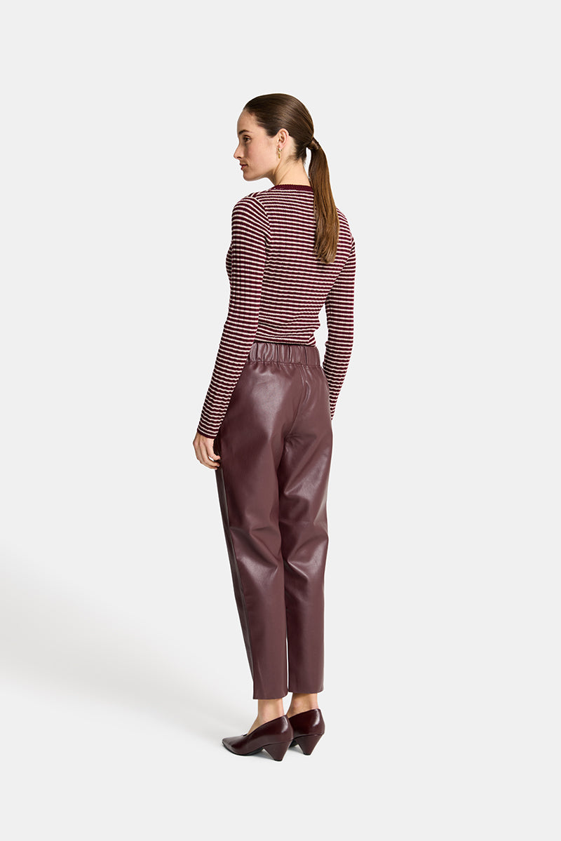 Henley Striped Knit in Pinot and Natural