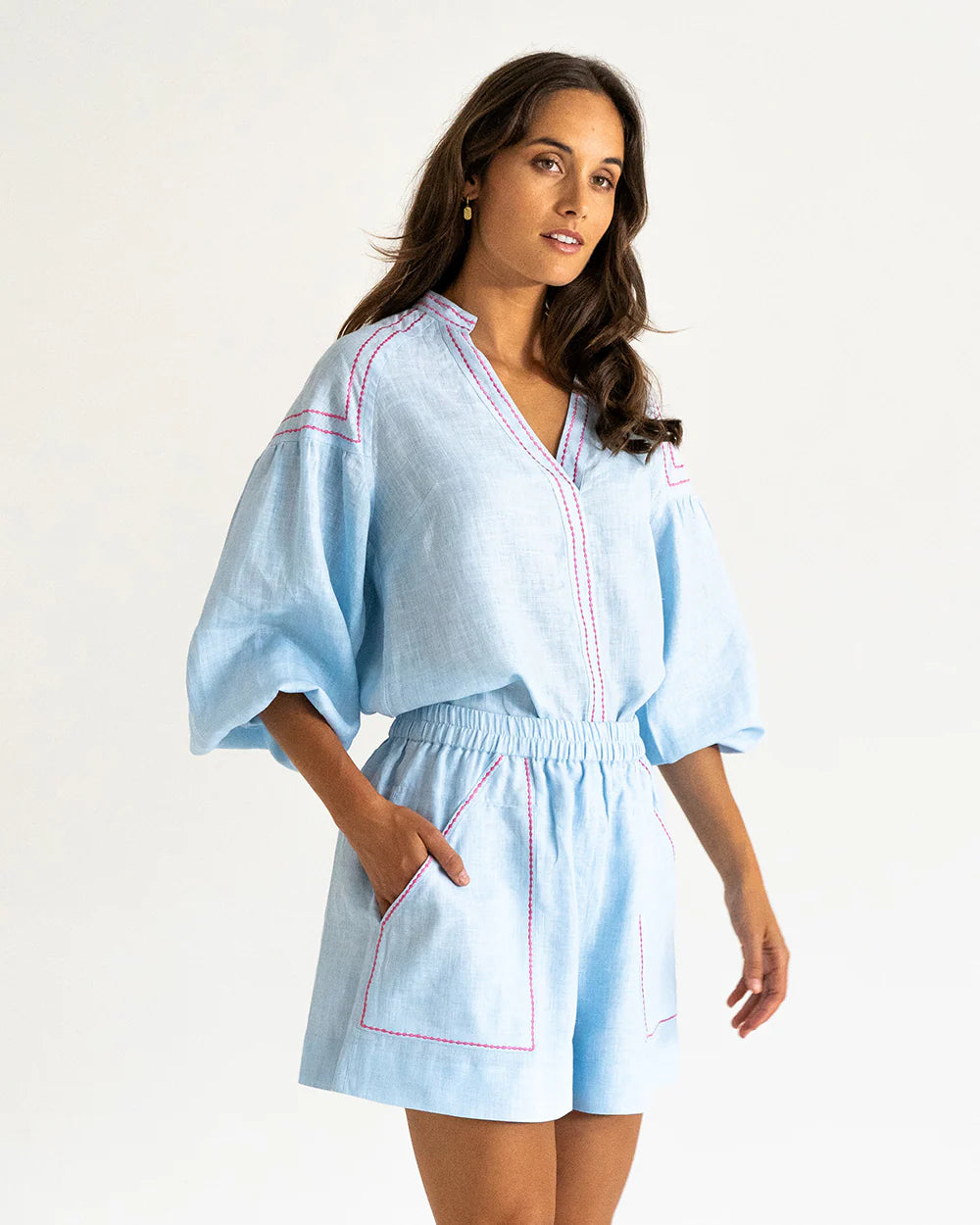 Sardinia Blouse in Sky Blue