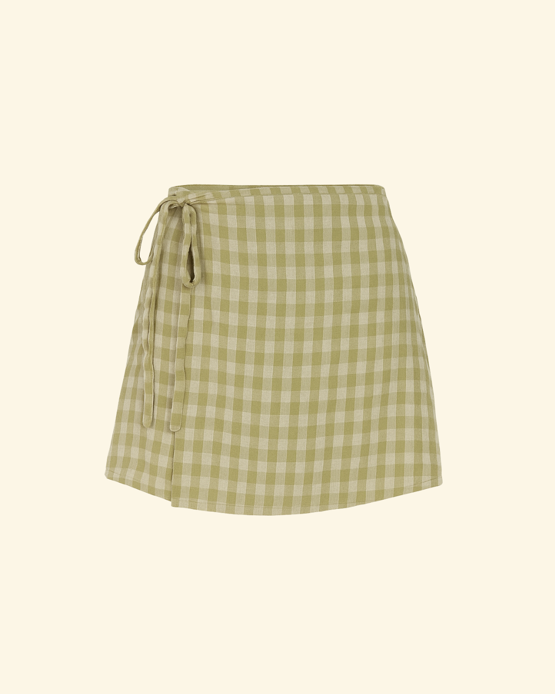 Sage green wrap skirt made from cotton