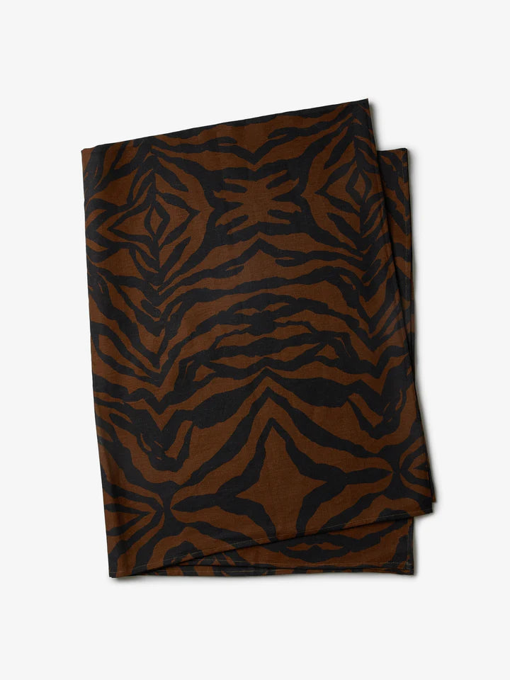 Zebra Chocolate Linen Tablecloth