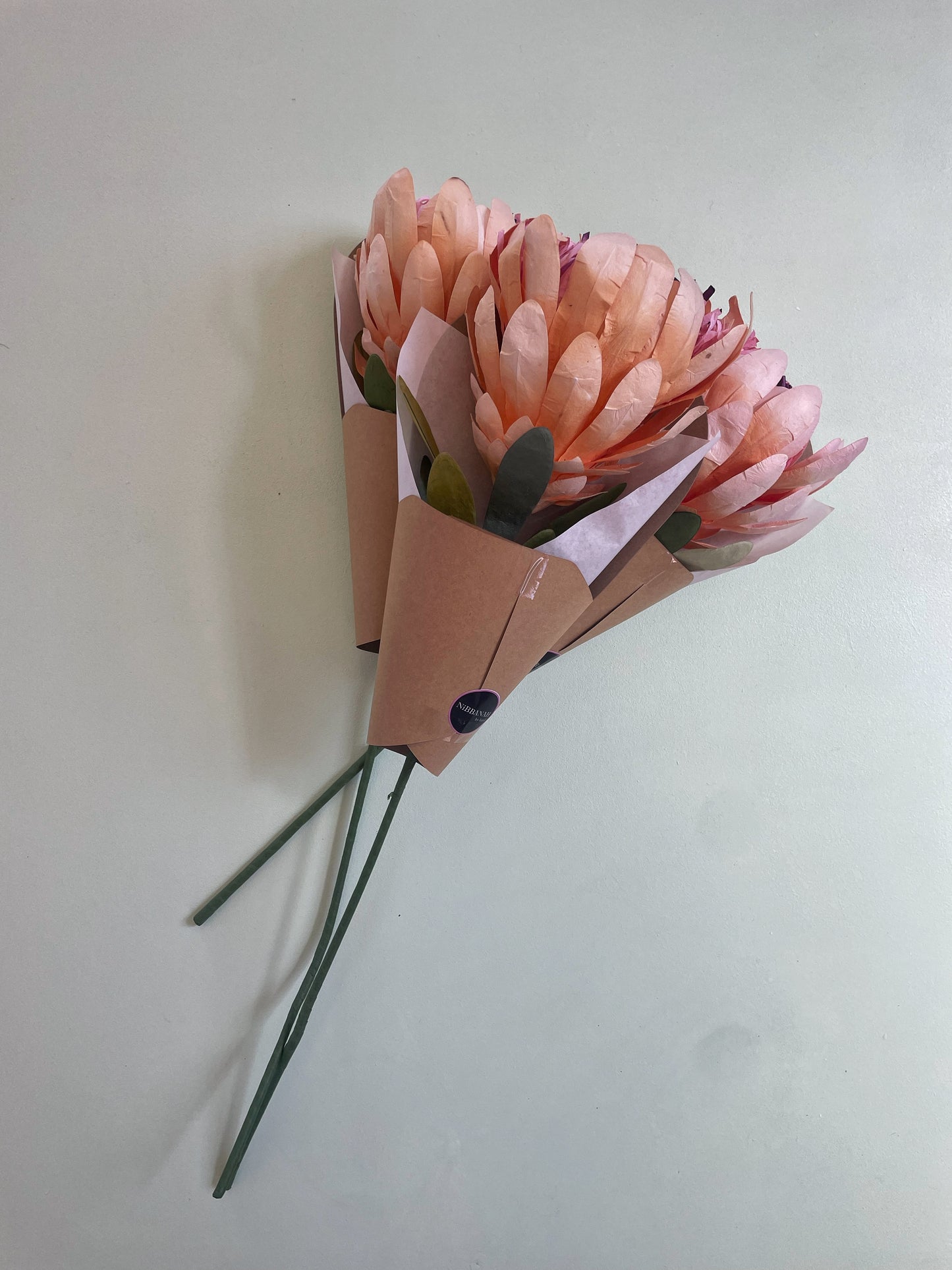 Princess Protea Paper Flower in Apricot