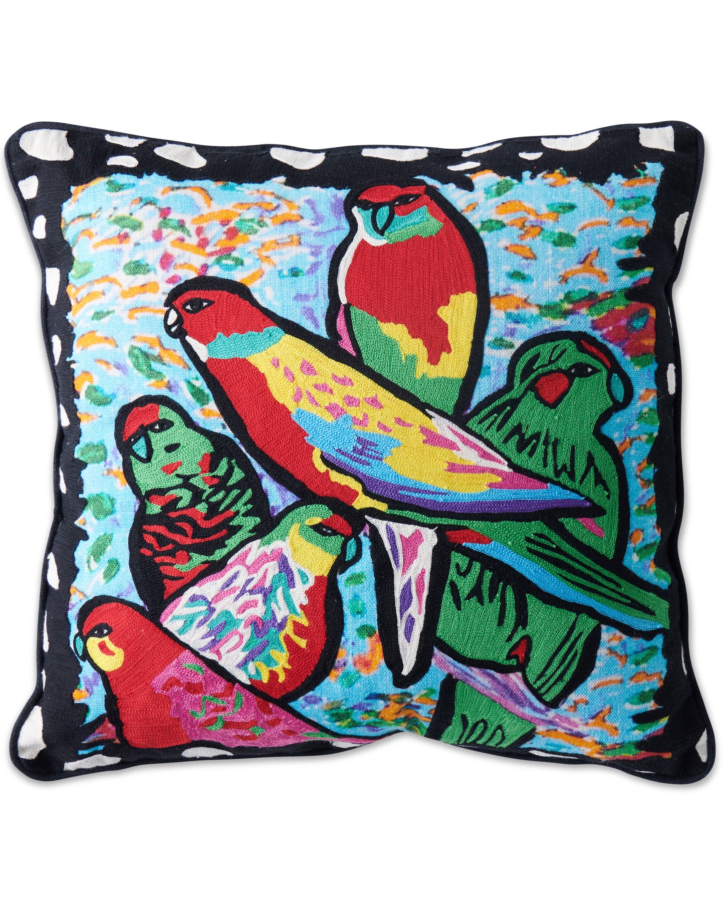 Kip&Co x Jenny Kee Parrots and Cockatoos Embroidered Cushion