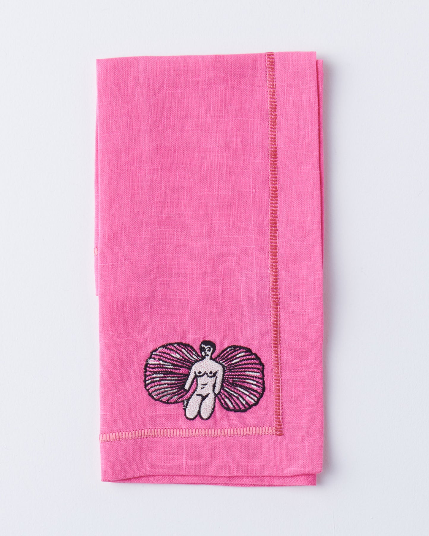 Kip&Co x Jenny Kee Pretty in Pink Embroidered Linen Napkin 4 Peice Set