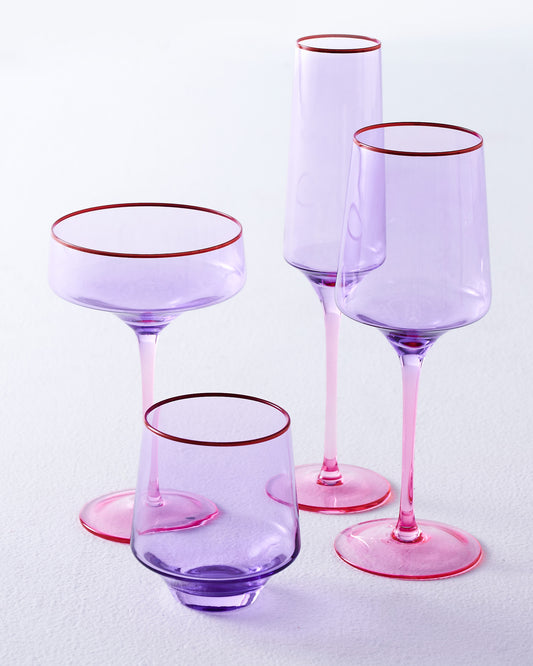 Lilac Colour Block Tumbler Glasses 2 Piece Set