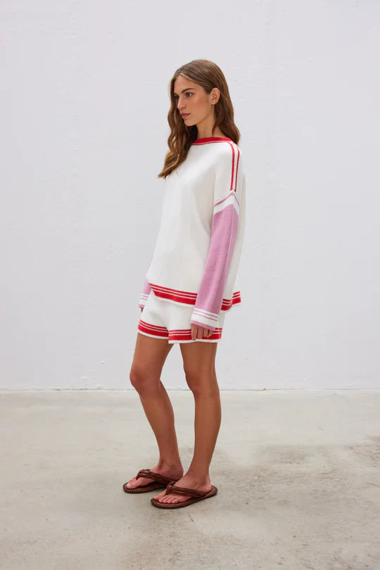 Love Colour Block Knit in Ultra Pink and Watermelon
