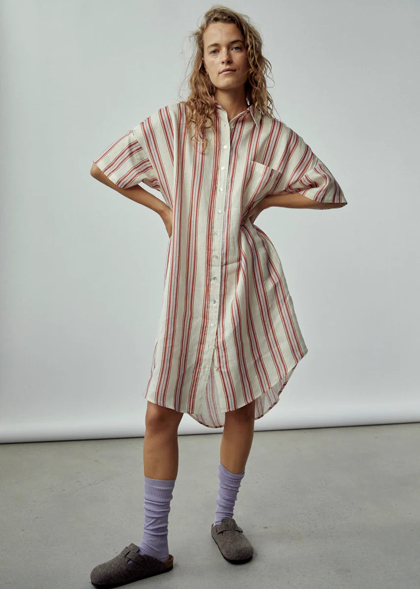 The Marala Linen Short Sleeve Dress