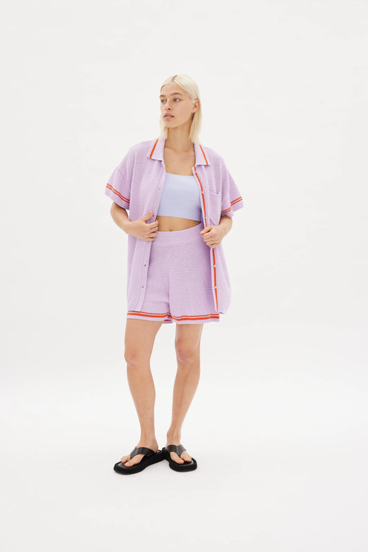 Soller Knit Short in Neon Lilac and Coral