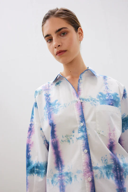 The Chiara Shirt in Violet Light and Oceanic Tie Dye