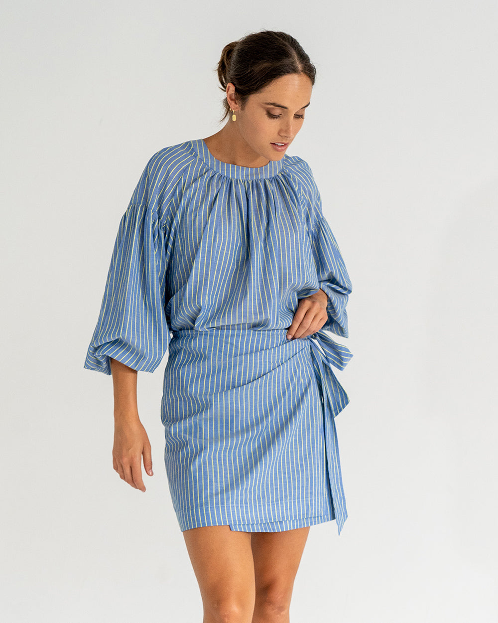 Jedda Wrap Skirt in Voile Stripe