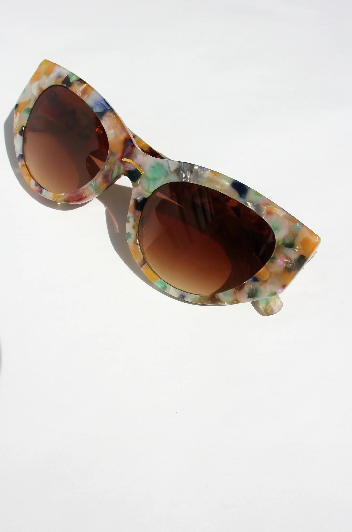 Maude almond shaped sunglasses  in multi coloured confetti acetate