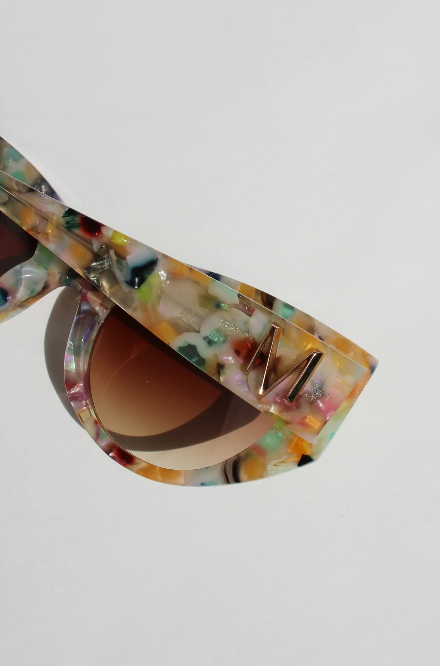 Maude almond shaped sunglasses  in multi coloured confetti acetate