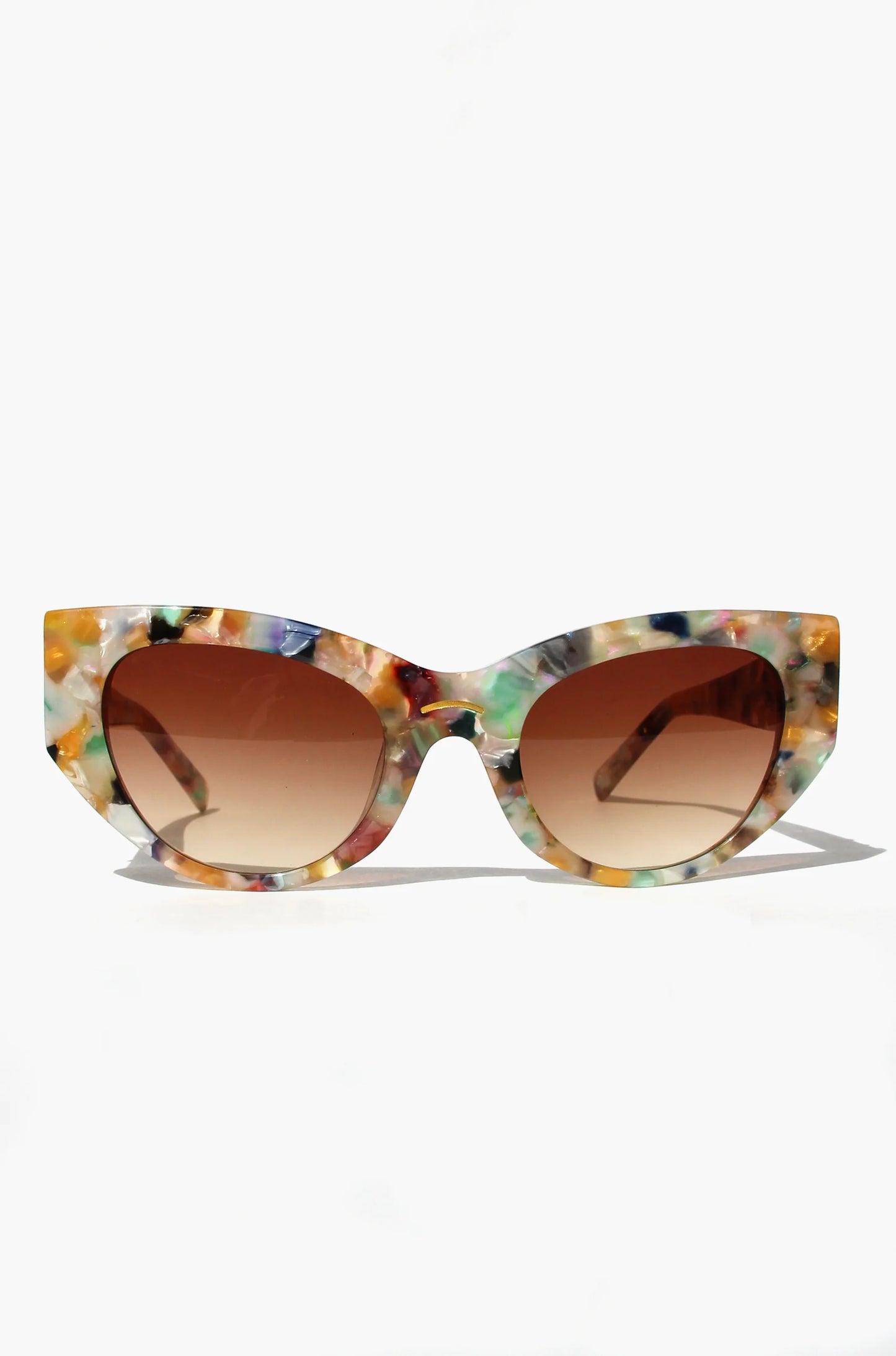 Maude almond shaped sunglasses  in multi coloured confetti acetate