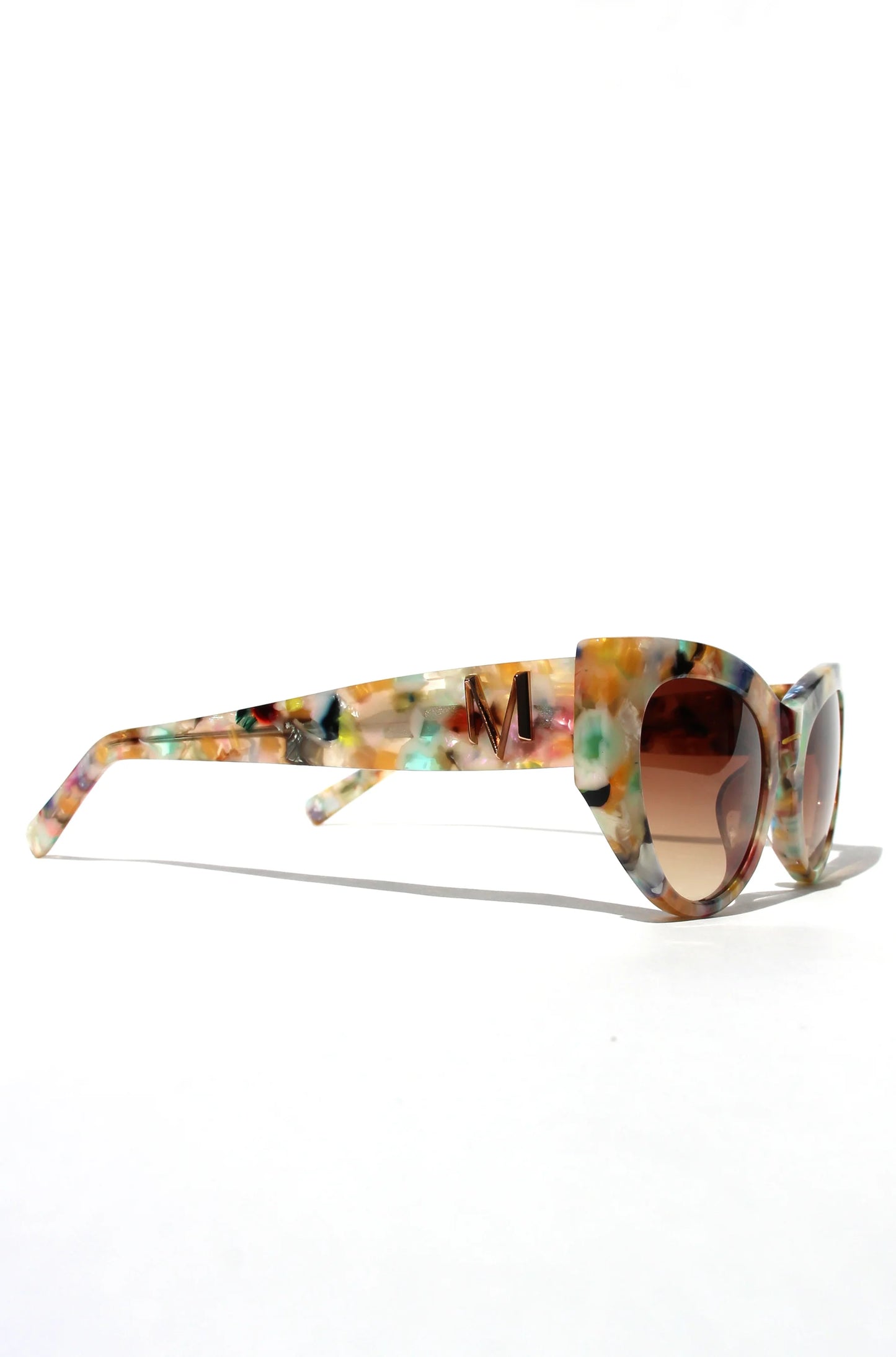 Confetti Almond-shaped sunglasses in multi-coloured patterned acetate