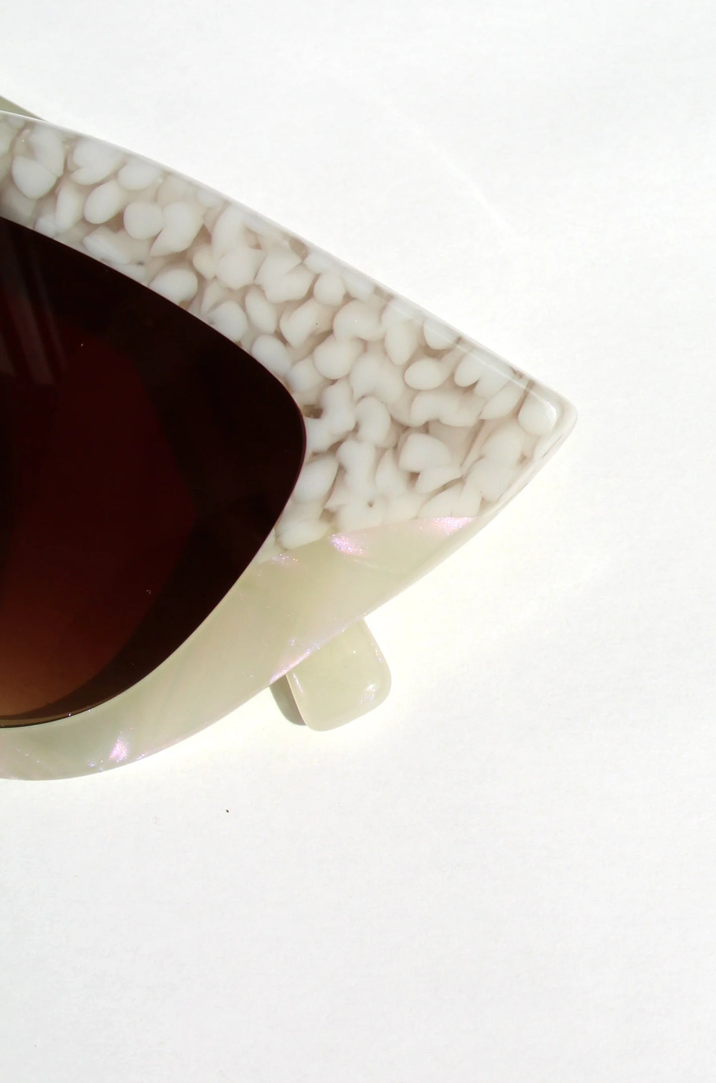 Shell Two-tone cat-eye sunglasses in white bubble print and mother of pearl acetate