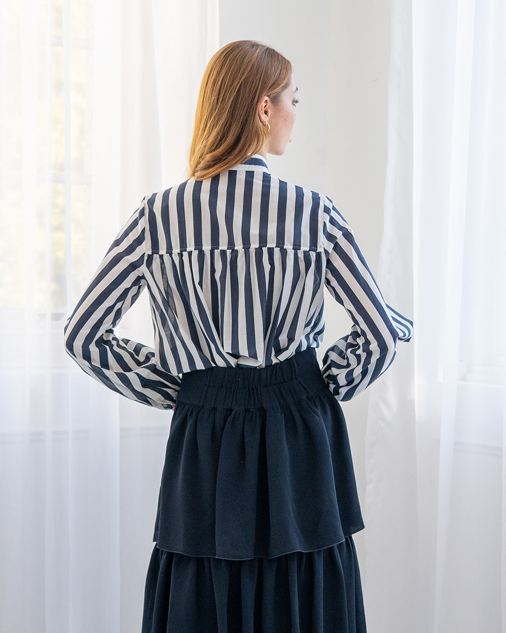 Natalia Blouse in Navy Stripe