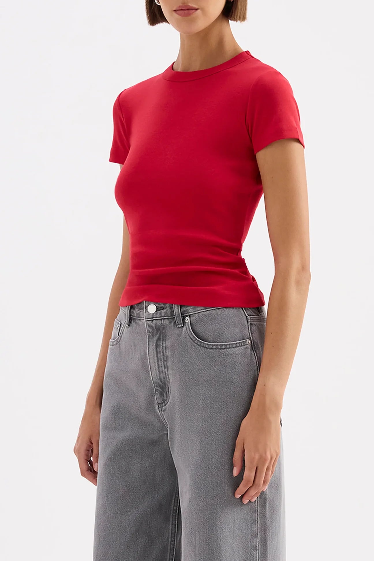 Organic Baby Tee in Cherry Red