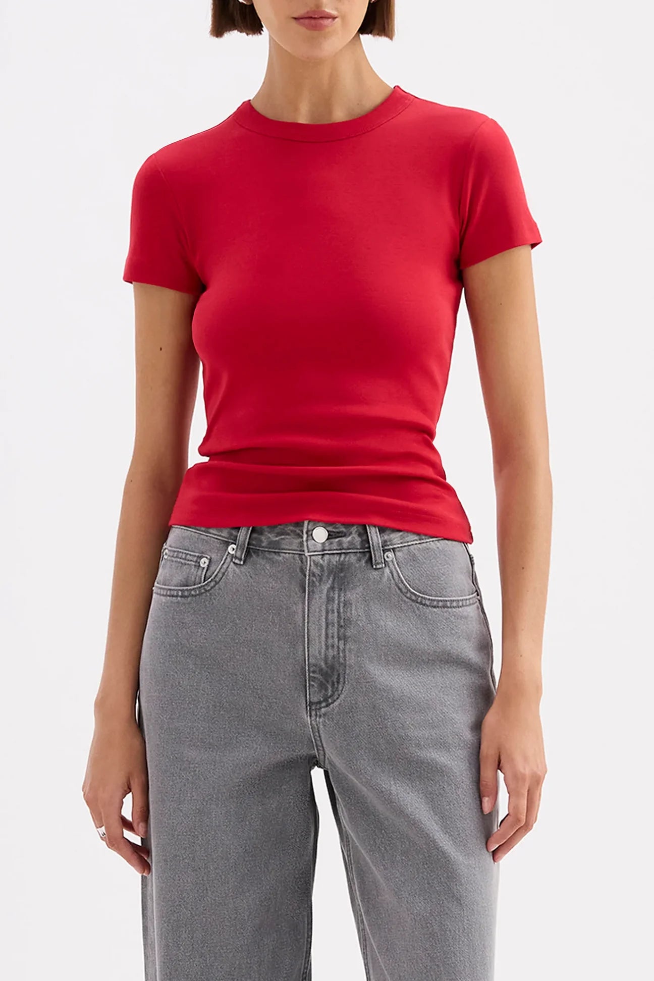 Organic Baby Tee in Cherry Red