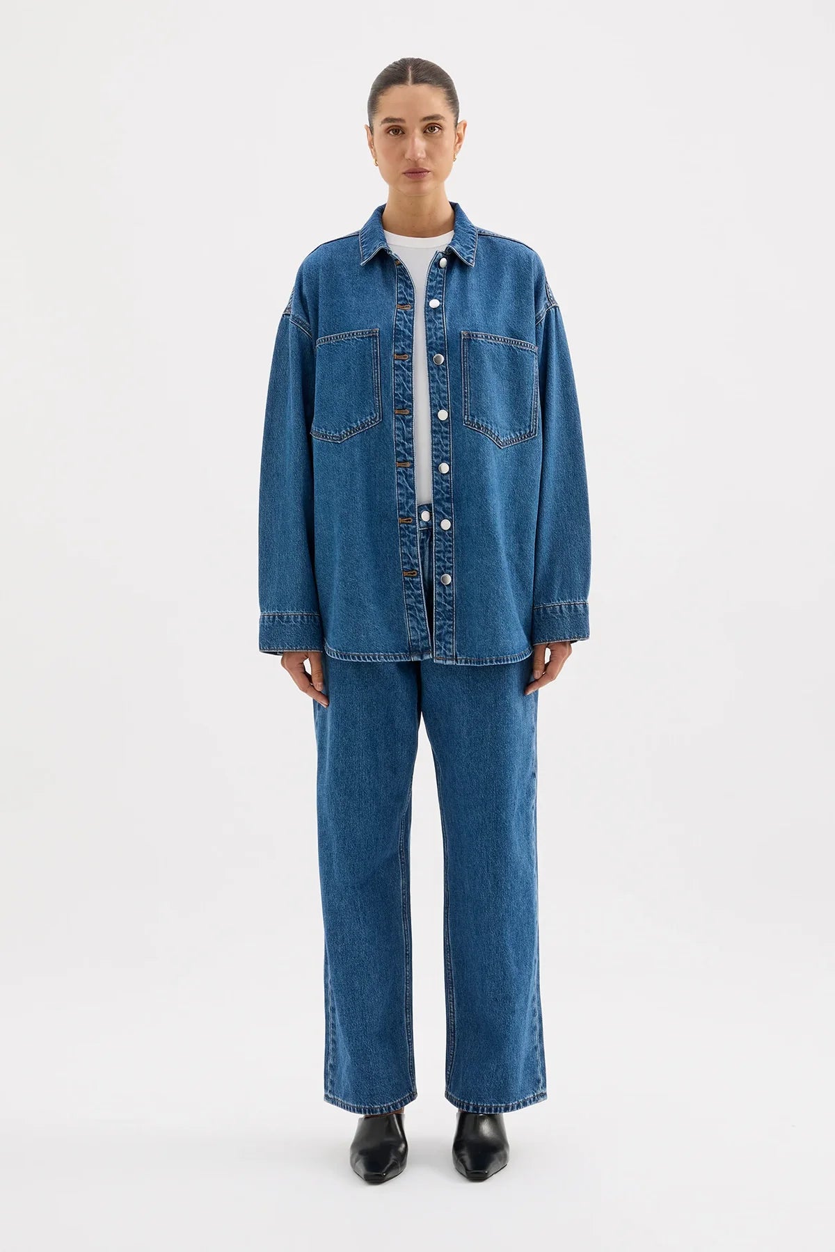 Organic Denim Overshirt in Royal Blue