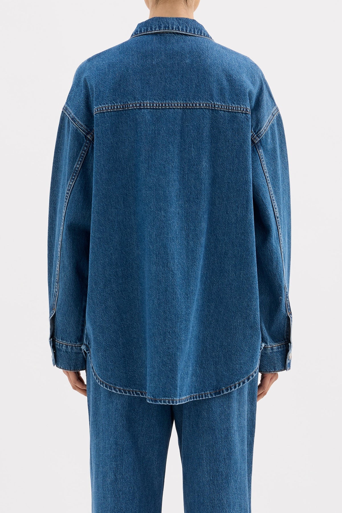 Organic Denim Overshirt in Royal Blue
