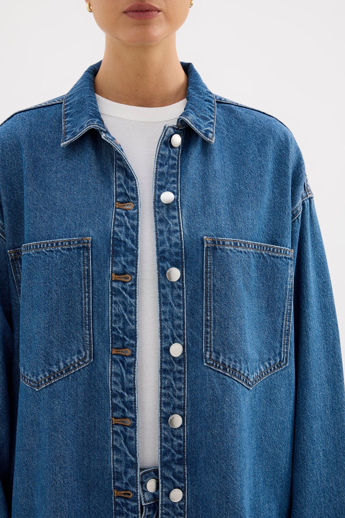 Organic Denim Overshirt in Royal Blue
