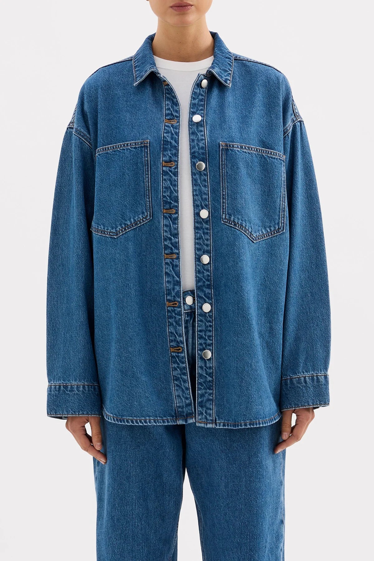 Organic Denim Overshirt in Royal Blue