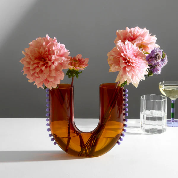 Pearl Vase in Amber and Lilac