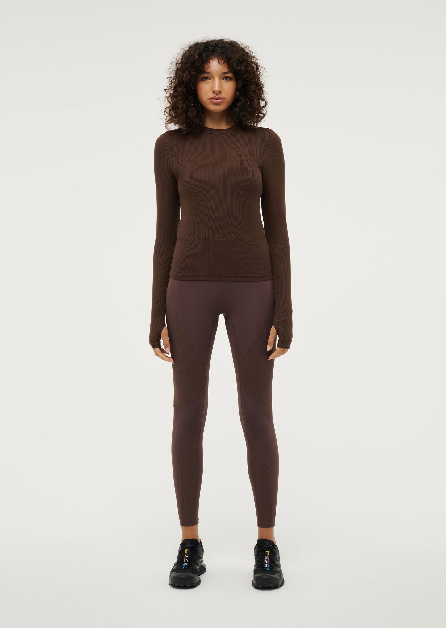 Free Play Long Sleeve Rib Tee in Chestnut