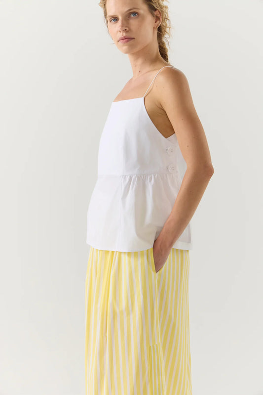 River Top in White Poplin