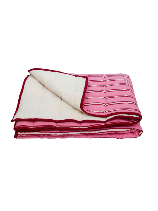 Raspberry Stripe Quilted Throw