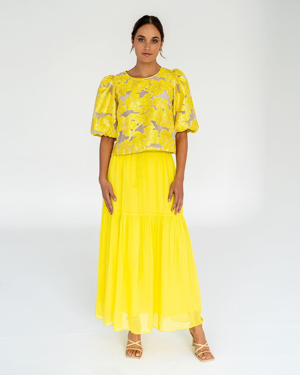 Alba Maxi Skirt in Sunglow Yellow