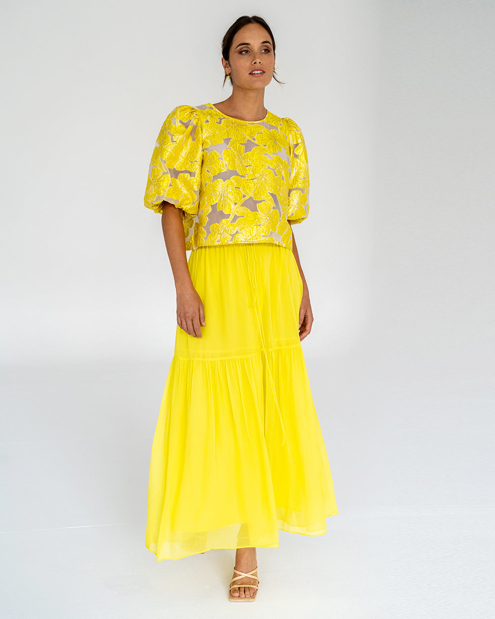 Alba Maxi Skirt in Sunglow Yellow