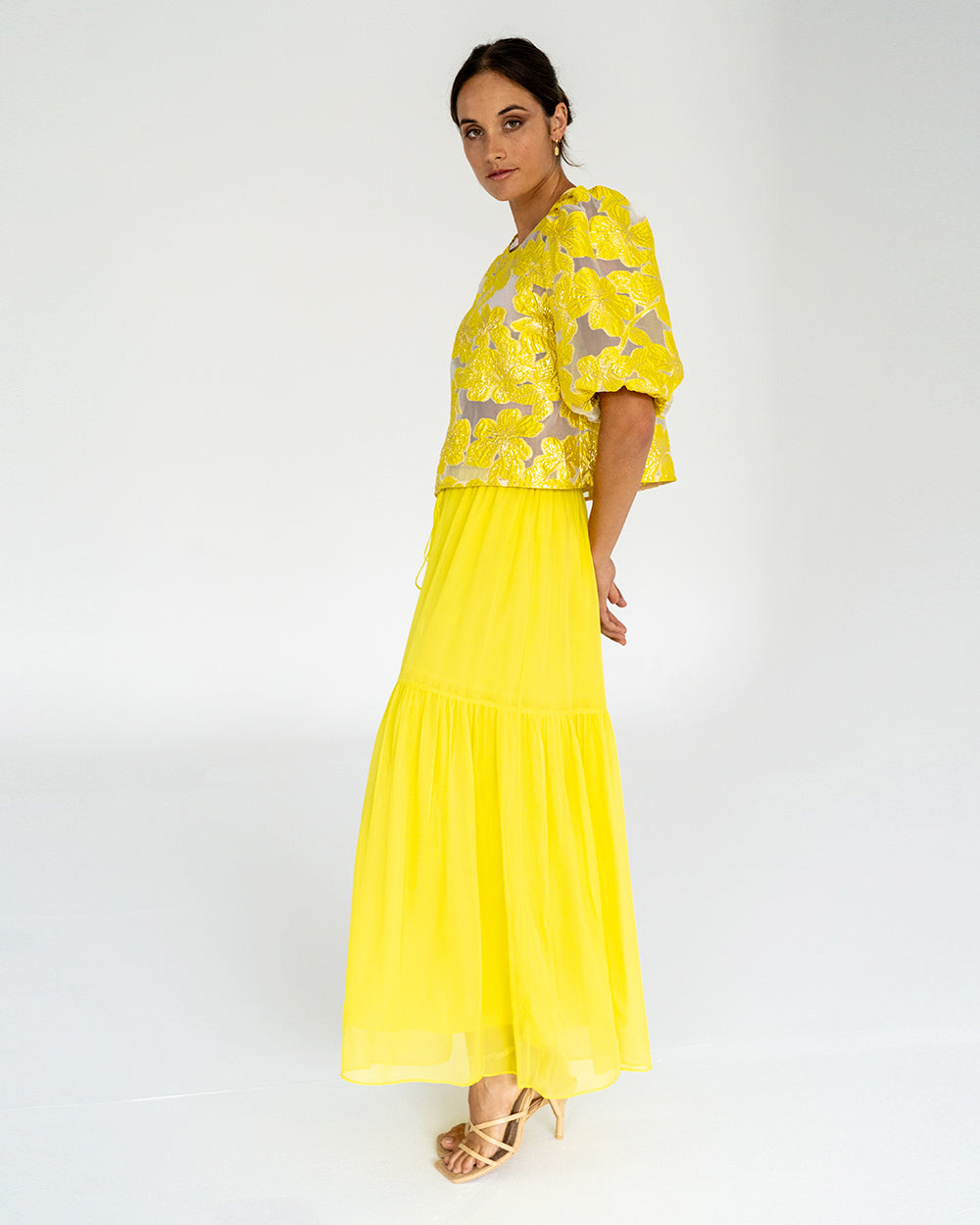 Alba Maxi Skirt in Sunglow Yellow