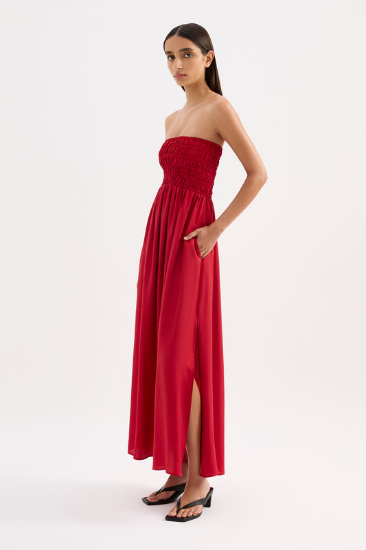 Zuri Tencel Maxi Dress in Crimson