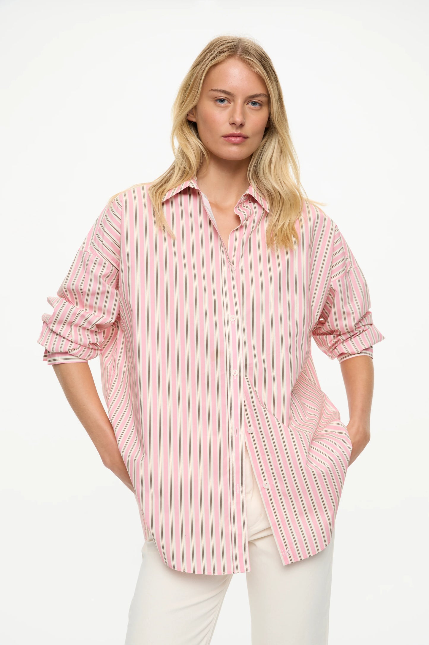 Mara Oversized Shirt in Musk, Cocoa and  Off White