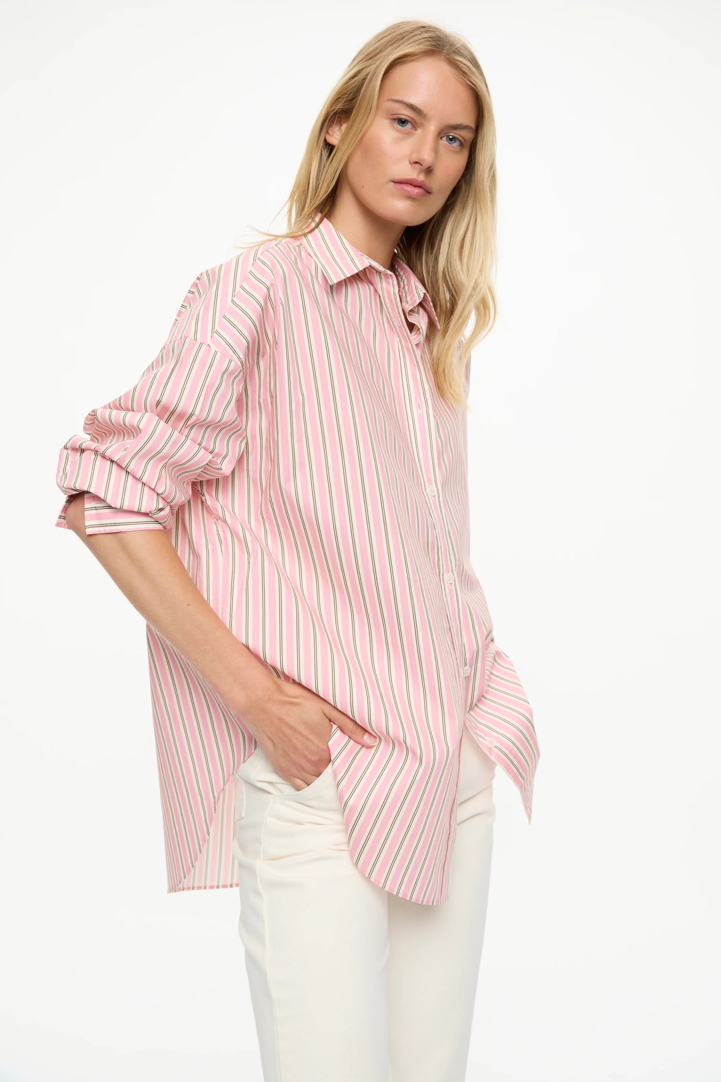 Mara Oversized Shirt in Musk, Cocoa and  Off White