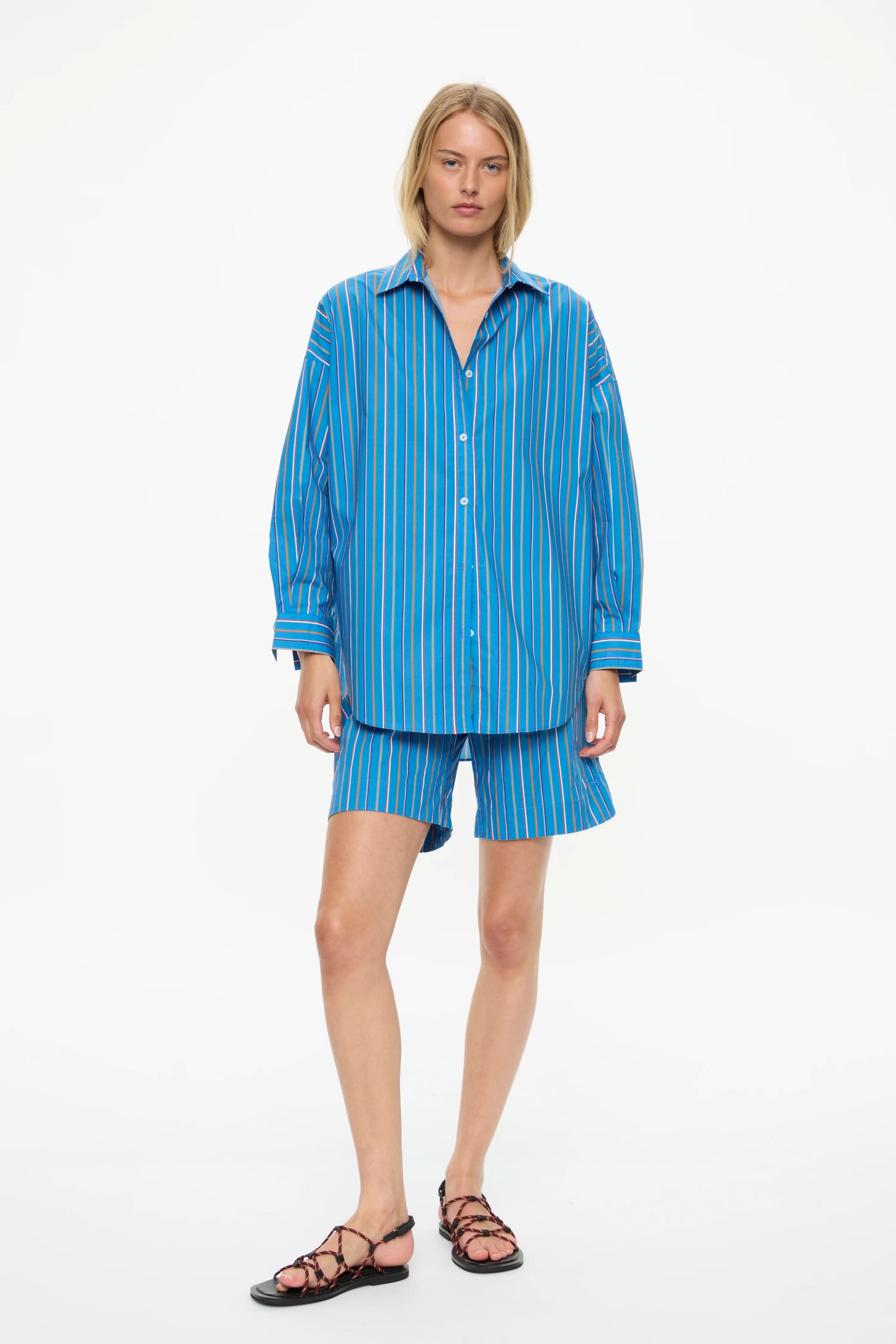 Mara Oversized Shirt in Tutti Fruitti and Ink Blue
