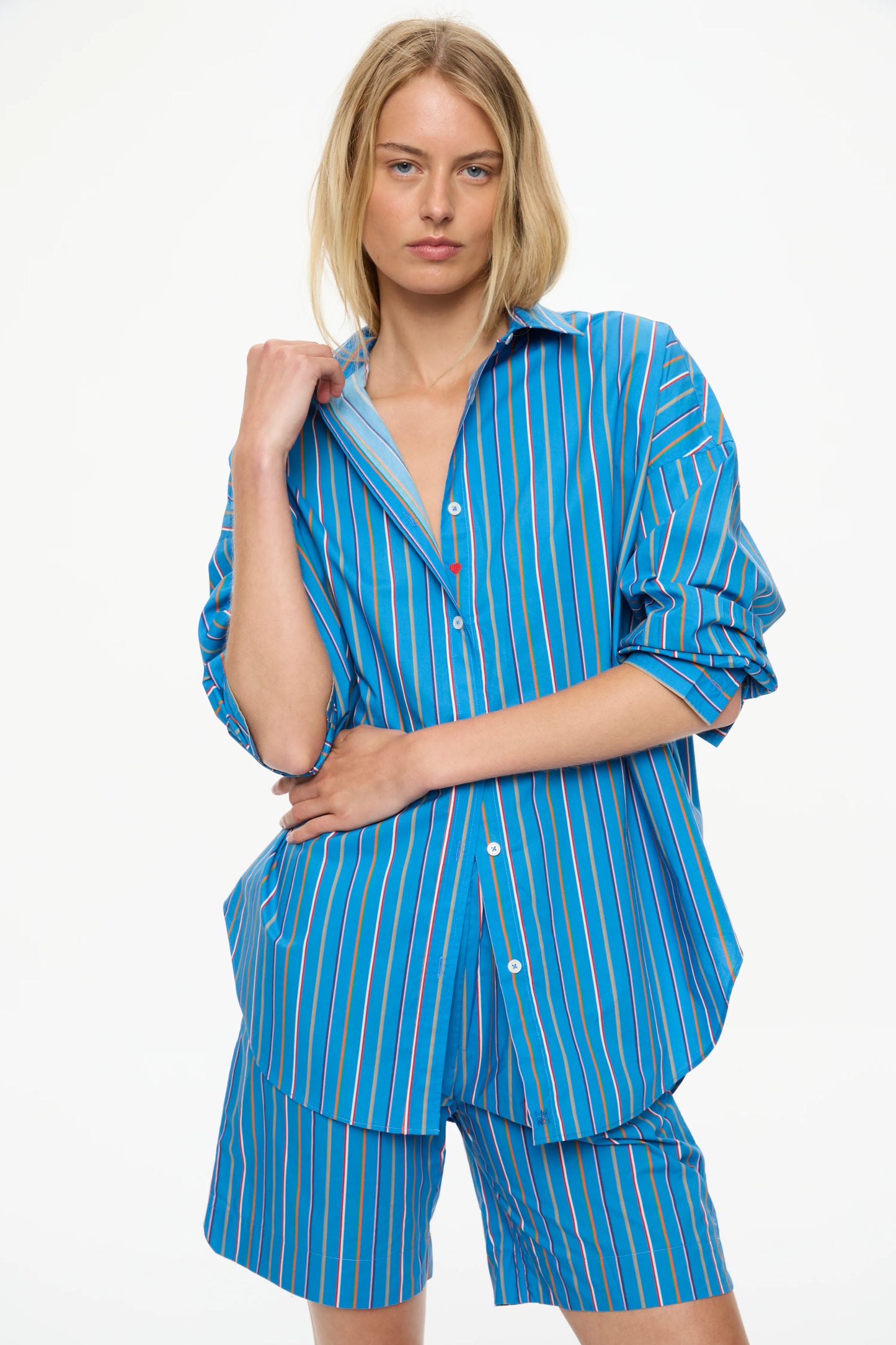 Mara Oversized Shirt in Tutti Fruitti and Ink Blue