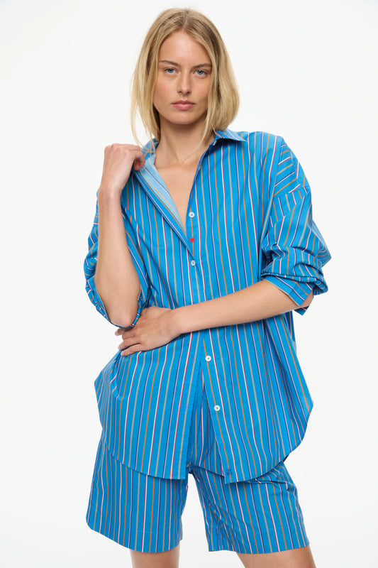 Mara Oversized Shirt in Tutti Fruitti and Ink Blue