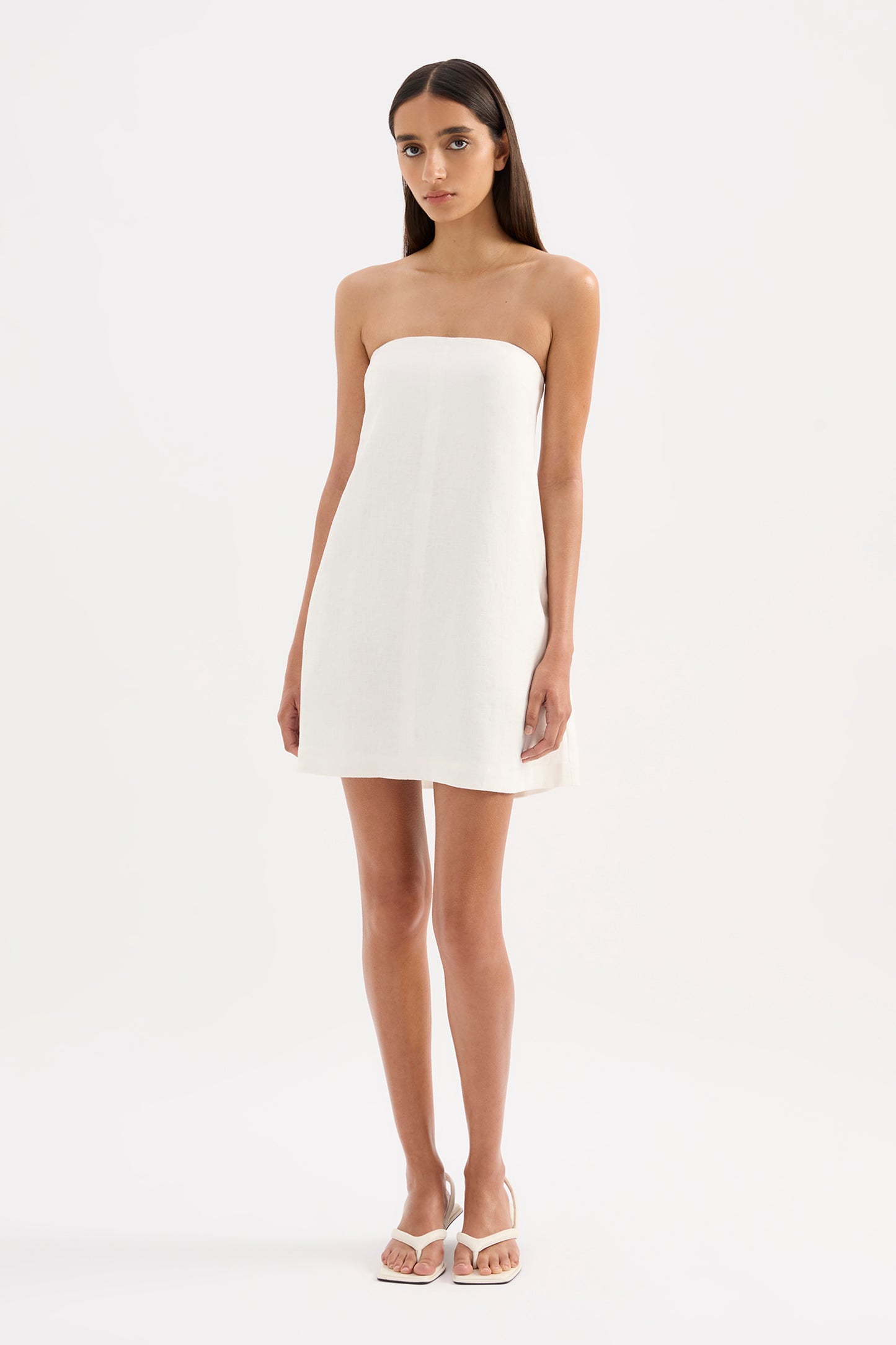 Elyse Linen Mini Dress in White