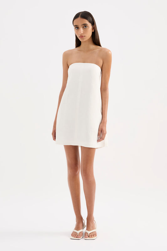 Elyse Linen Mini Dress in White