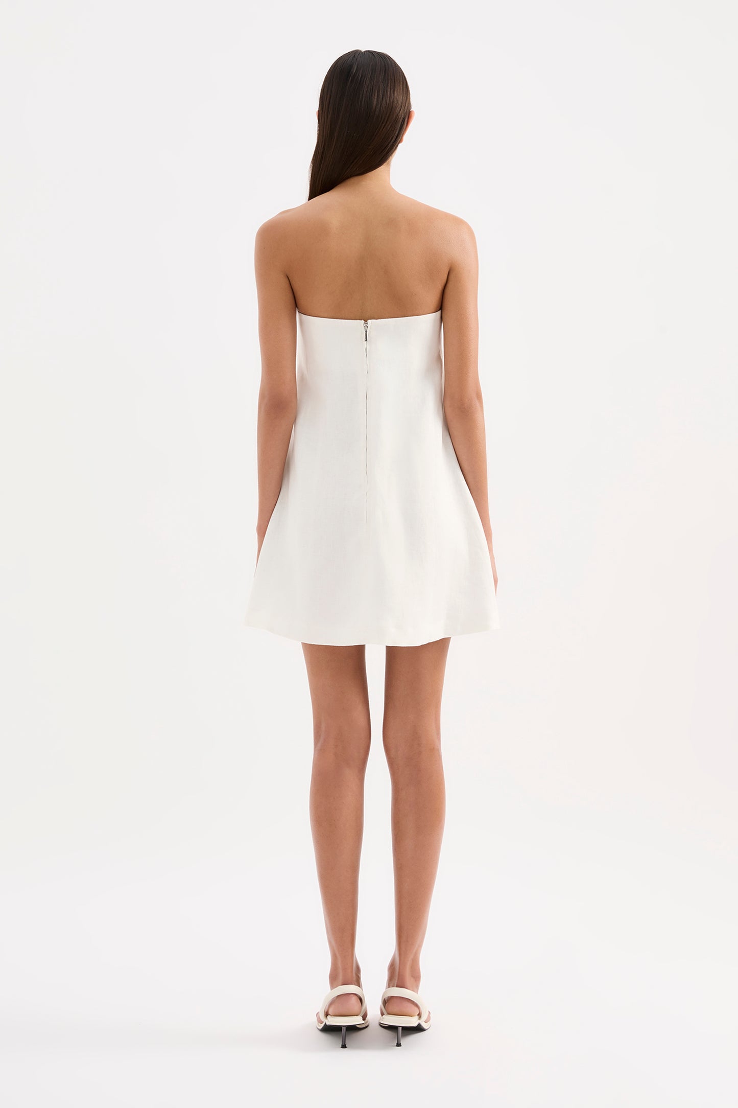 Elyse Linen Mini Dress in White