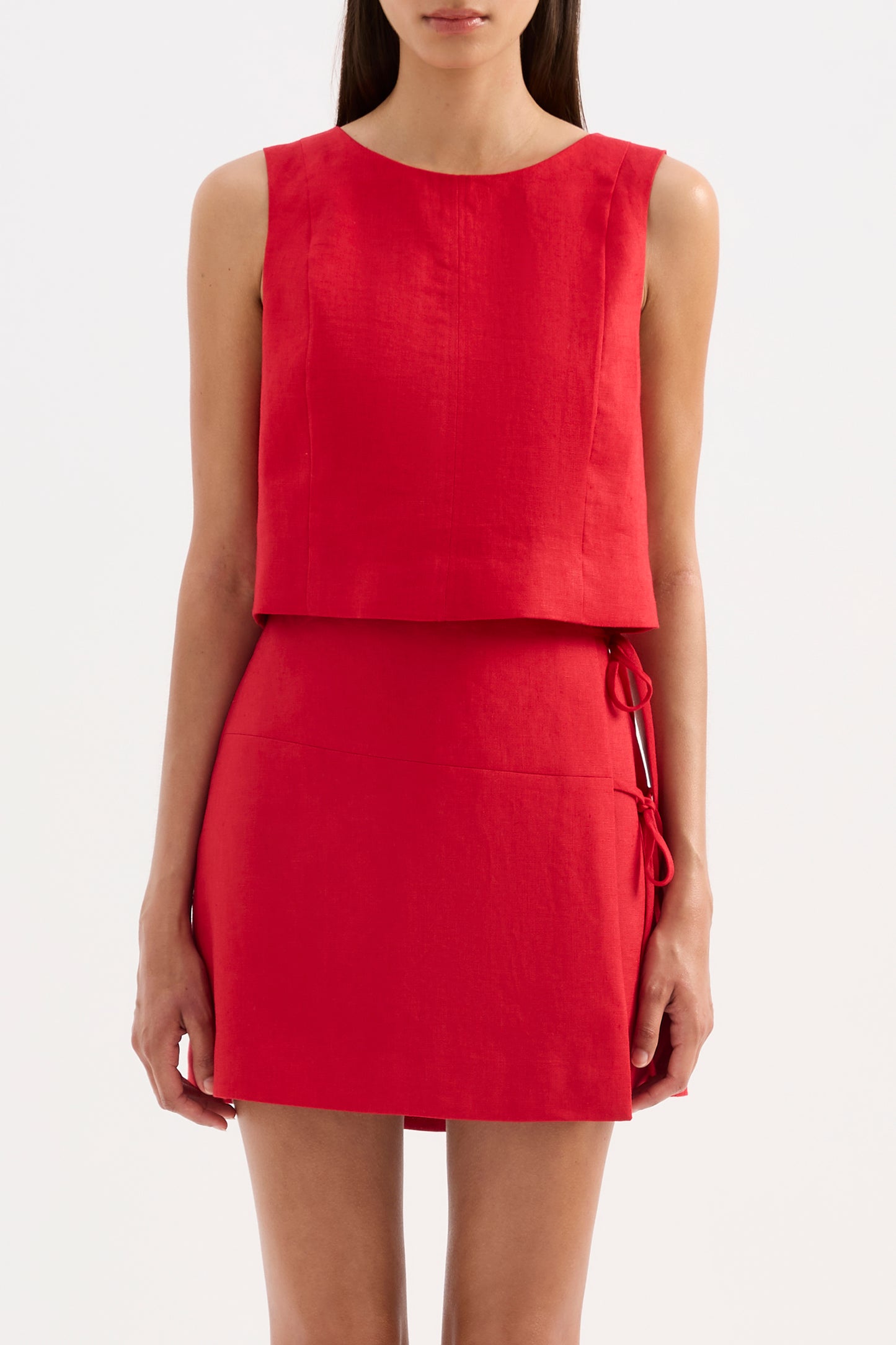 Lotta Linen Mini Skirt in Vermillion