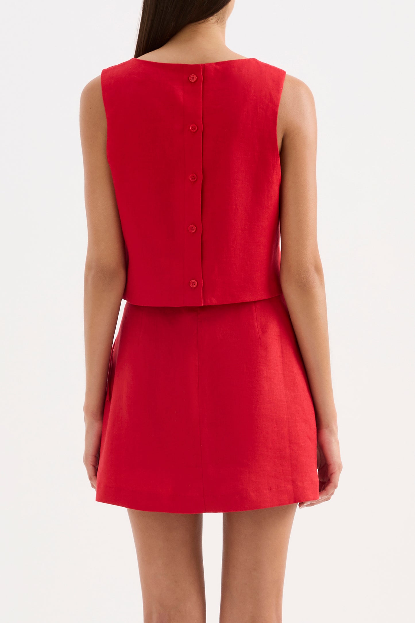 Lotta Linen Mini Skirt in Vermillion