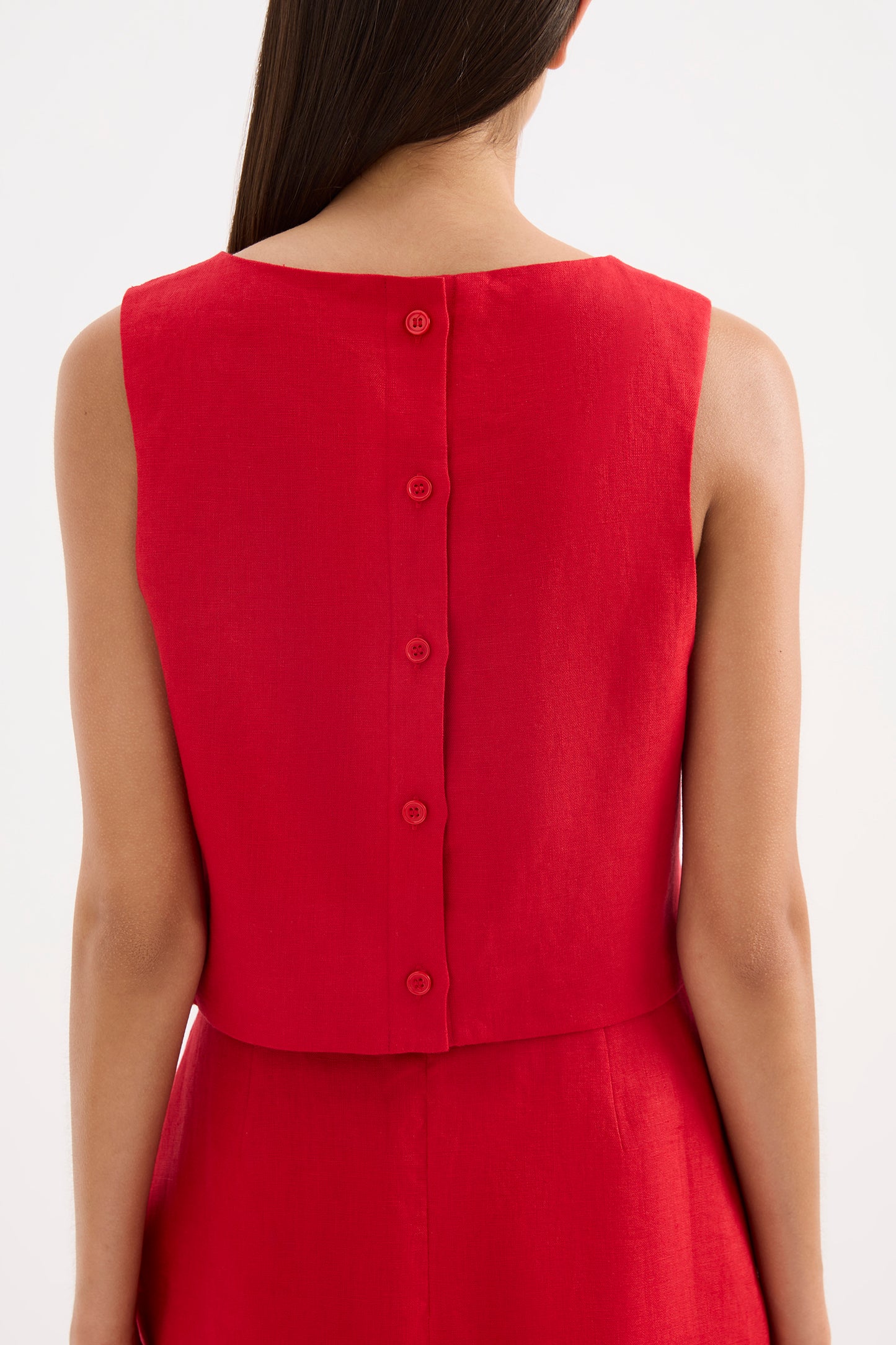 Marli Linen Top in Vermillion