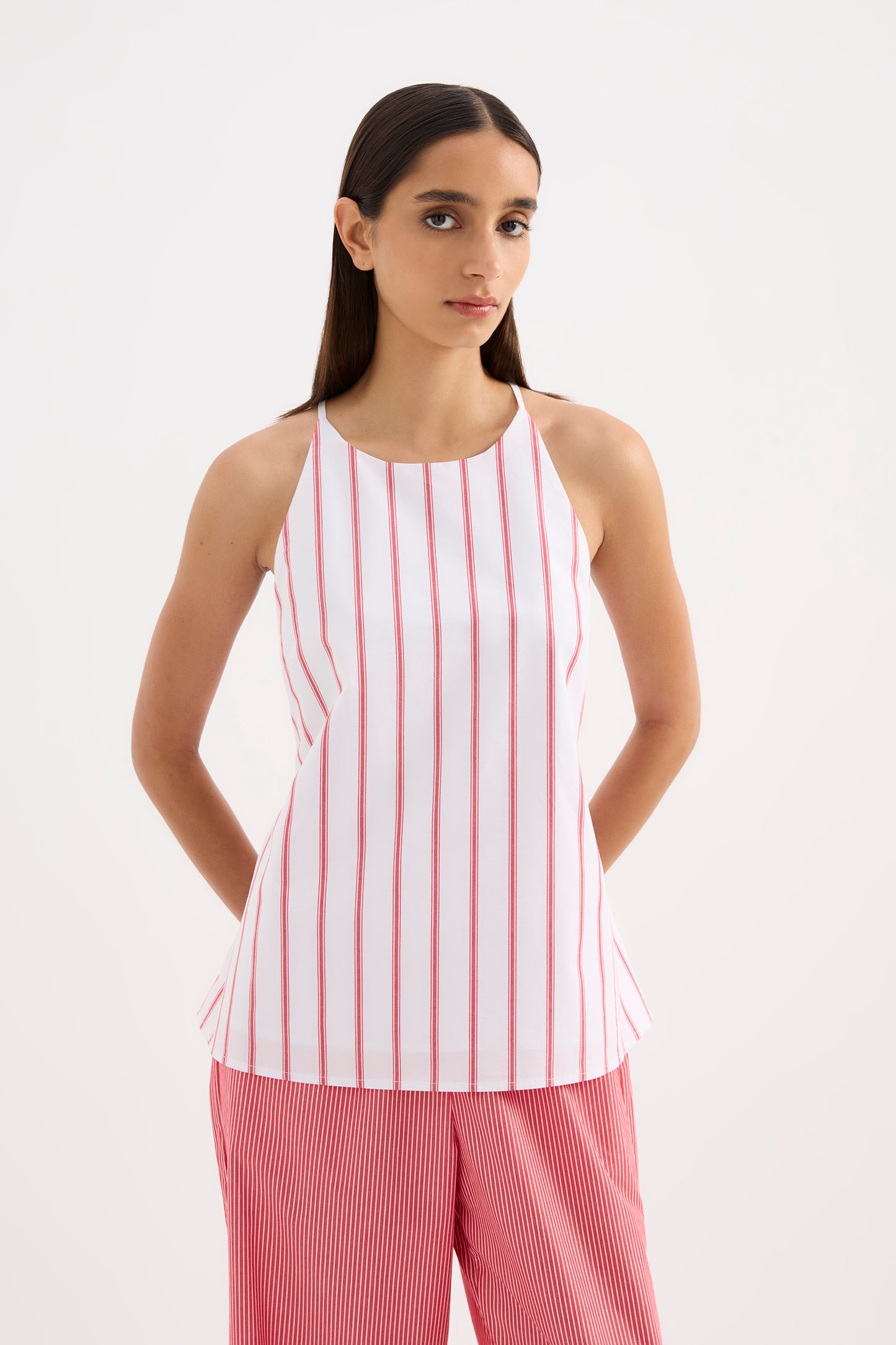 Anouk Stripe Top in White Stripe