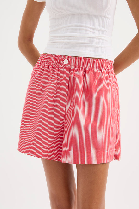 Anouk Stripe Short in Red Stripe