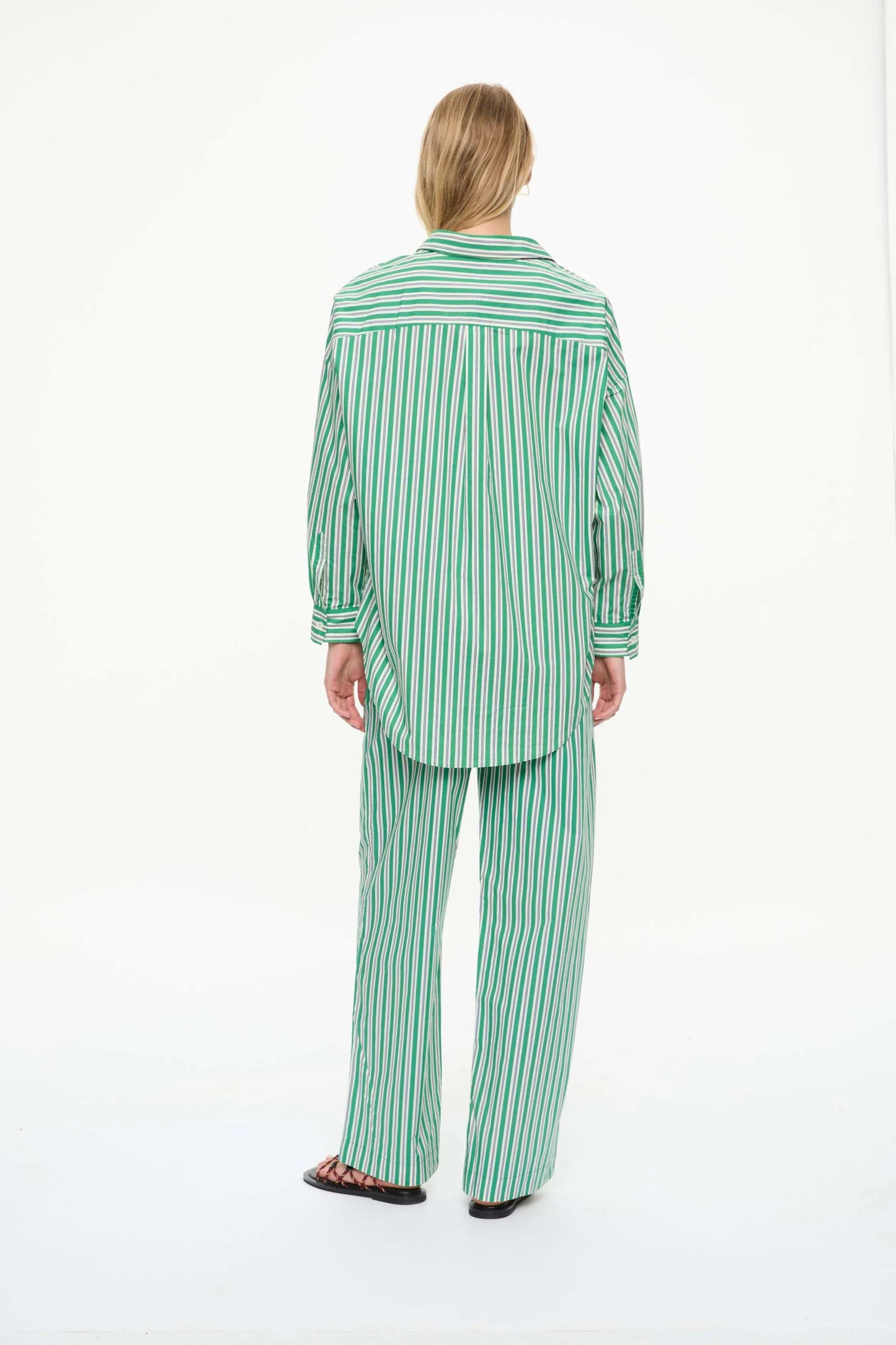 Cala Drawstring Pant in Green Hills, White and Navy