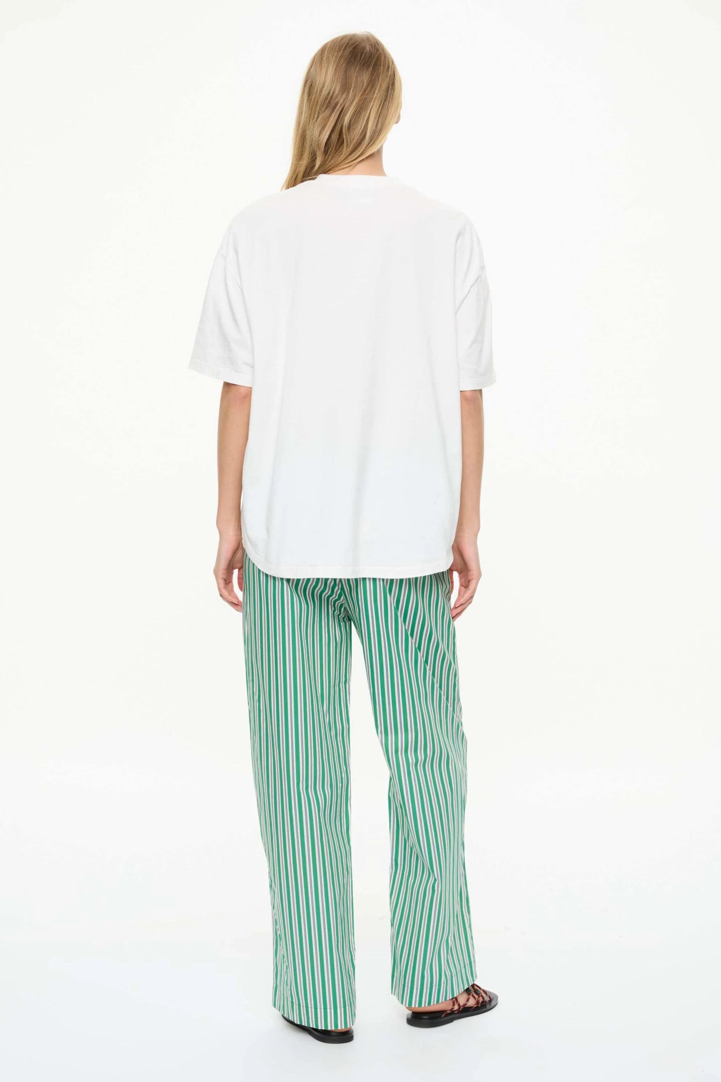 Cala Drawstring Pant in Green Hills, White and Navy