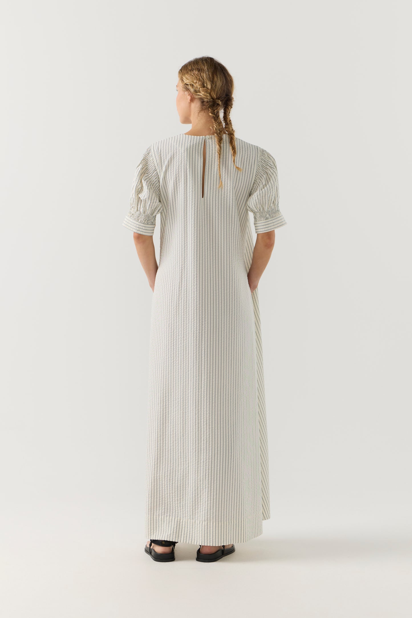 Scottie Dress in Basil Stripe Seersucker