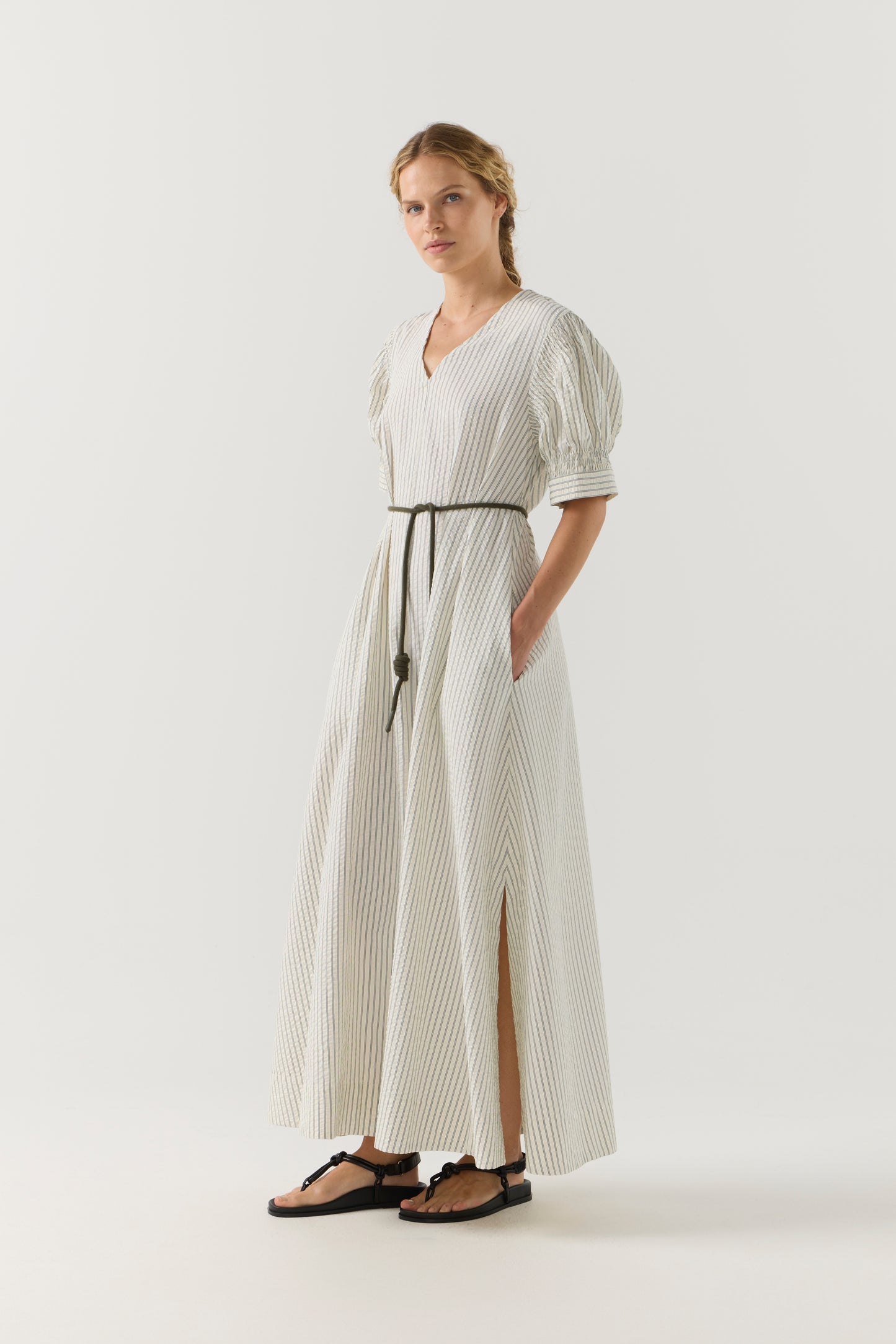 Scottie Dress in Basil Stripe Seersucker